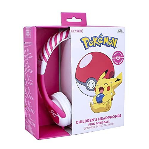 OTL Technologies PK0842 Słuchawki dla dzieci - Pokémon Pink Pokéball Przewodowe słuchawki dla dzieci w wieku 3-7 lat OTL Technologies