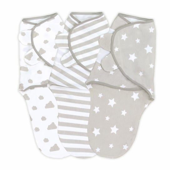 Otulacz niemowlęcy 0-3 miesiące - Kocyk do otulania z bawełny zestaw 3 sztuk Gwiazdki szare Totsy Baby