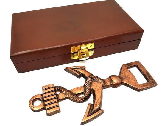 Otwieracz w pudełku KEMIS kotwica, złota, 18,5x11x4,5 cm Kemis - House of Gadgets