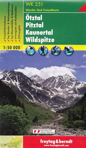 Otztal, Pitztal, Kaunertal, Wildspitze. Mapa 1:50 000 Freytag & Berndt