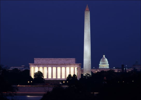 Our Treasured Washington Monuments at Night, Carol Highsmith - plakat 50x40 cm Galeria Plakatu