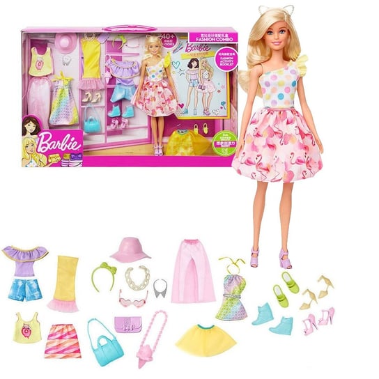 [OUTLET] Barbie Zestaw Delux Lalka + Ubrania I Akcesoria 40 Stylizacji Gfb83 Barbie