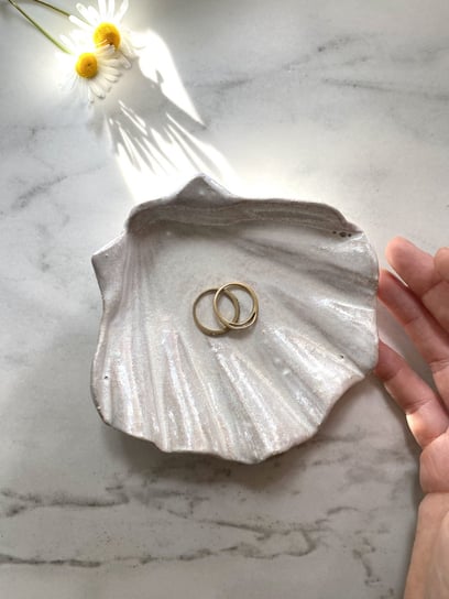 OUTLET Ceramiczna Muszelka Podstawka na Biżuterię Perłowa Maison Fragile