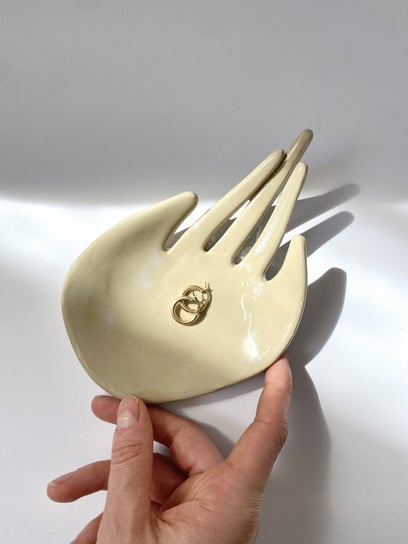 OUTLET Łapka Ceramiczny Spodek na Biżuterię Dłoń Beżowa Maison Fragile