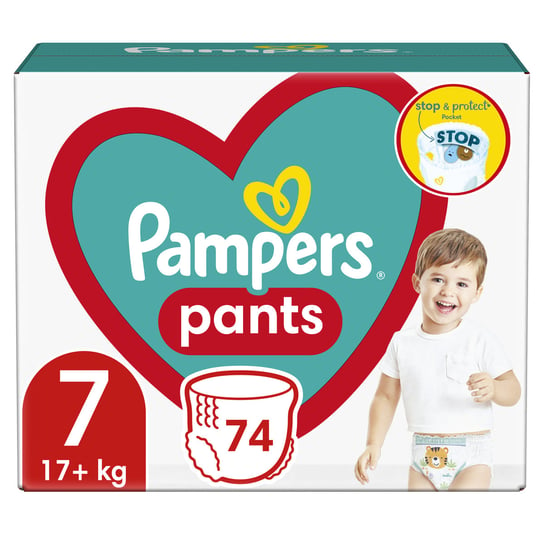 [OUTLET] Pampers, Pants Pieluchomajtki, Rozmiar 7, 17+ kg, 74 szt. Pampers