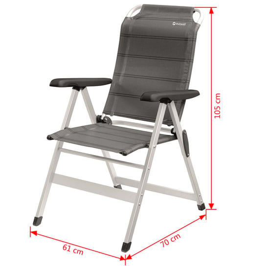 Outwell Krzesło składane Ontario, szare, 61x70x105 cm, 410078 Outwell