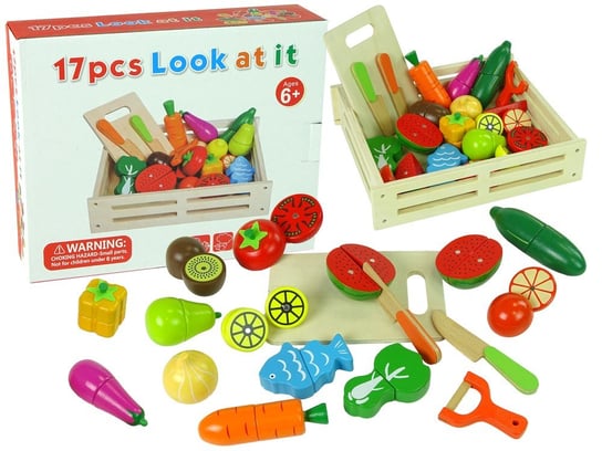 Owoce Warzywa Drewniane W Skrzyni Na Magnes Kuchnia Lean Toys