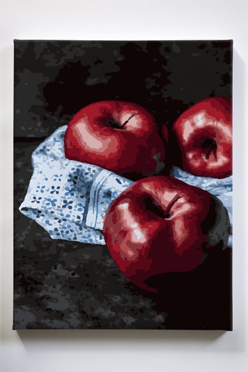 Owoce z sadu, jabłka, stół, martwa natura, malowanie po numerach Akrylowo