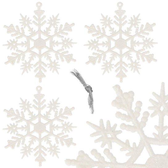Ozdoba choinkowa 3 szt. świąteczna zawieszka śnieżynki 10 cm biały brokat Springos