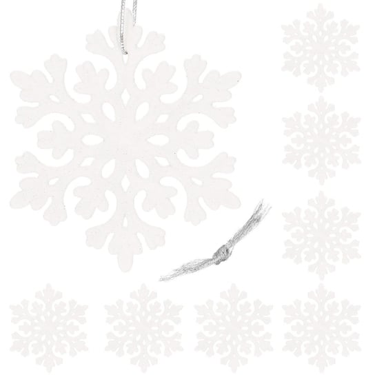 Ozdoba choinkowa 8 szt. świąteczna zawieszka śnieżynki 8 cm biały brokat Springos