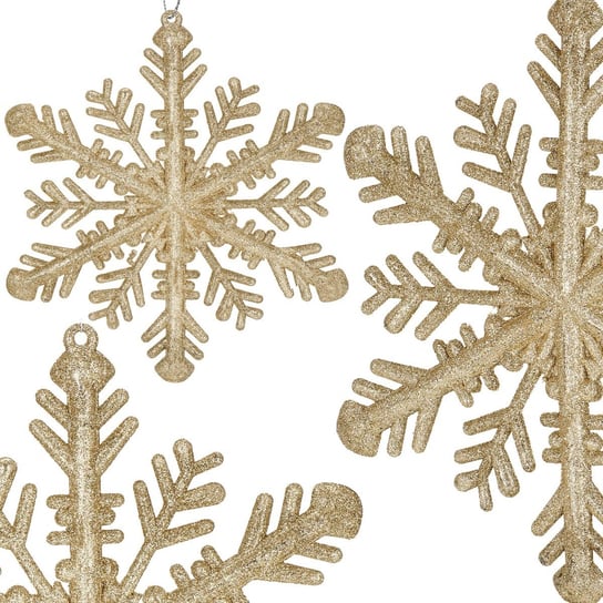Ozdoba choinkowa śnieżynka 30 cm świąteczna zawieszka złoty brokat Springos