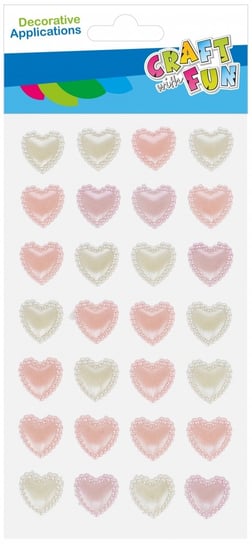 Ozdoba dekoracyjna perłowa samoprzylepna Serce różowe/białe  28szt Walentynki CRAFT WITH FUN 531832 Craft With Fun