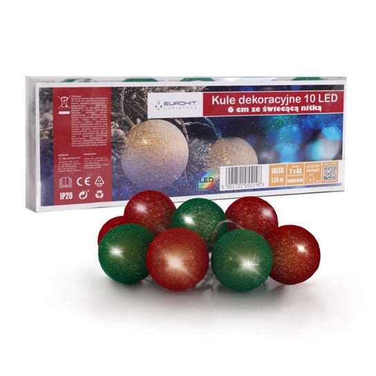 Ozdoba Świąteczna Cotton Balls kule 10 LED ze świecącą nitką Corciano