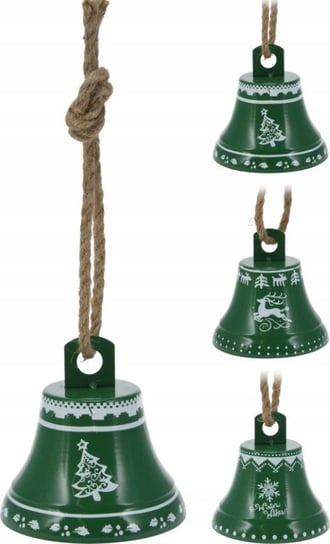 Ozdoba świąteczna dzwoneczek na jutowej lince zielony 12 x 13 cm Koopman