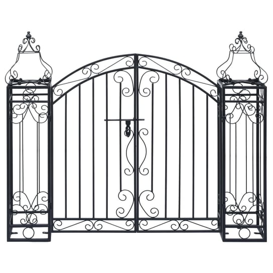Ozdobna brama ogrodowa, czarne żelazo, 122x20,5x10 Inna marka
