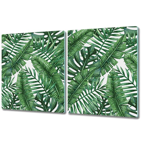 Ozdobna Deska Kuchenna ze Szkła Hartowanego - 2x 40x52 cm - Tropikalne liście Coloray