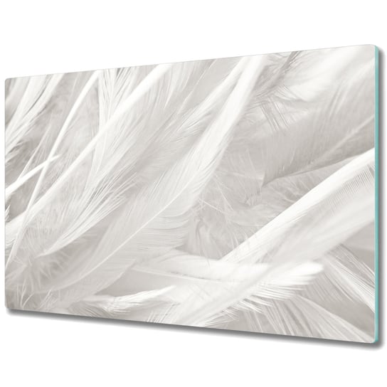 Ozdobna Deska Kuchenna ze Szkła Hartowanego - Piękne białe pióra - 80x52 cm Coloray