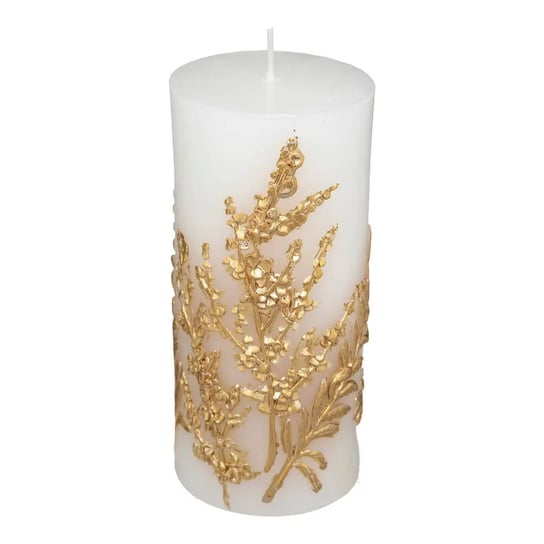 Ozdobna świeca ze złotym motywem roślinnym, 14,5 cm Atmosphera