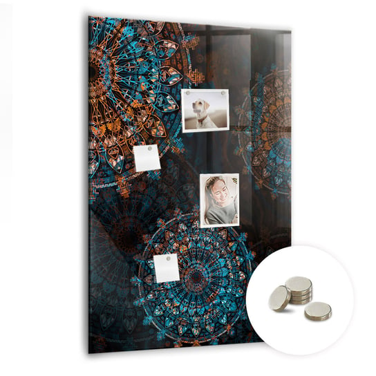 Ozdobna Szklana Tablica na Magnes - 70x100 CM + Magnesy, Dekoracyjna mandala Coloray