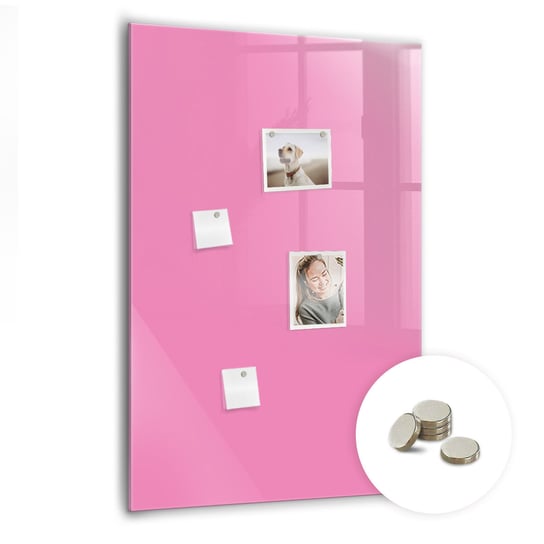 Ozdobna Szklana Tablica na Magnes - 70x100 CM + Magnesy, Kolor różowy Coloray
