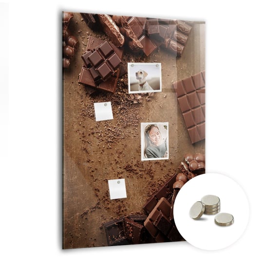 Ozdobna Szklana Tablica na Magnes - 70x100 CM + Magnesy, Tabliczki czekolady Coloray