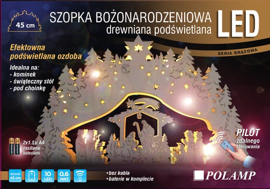 Ozdobna Szopka Bożonarodzeniowa LED POLAMP, 10 diod LED, 45 cm, 0,6 W Polamp