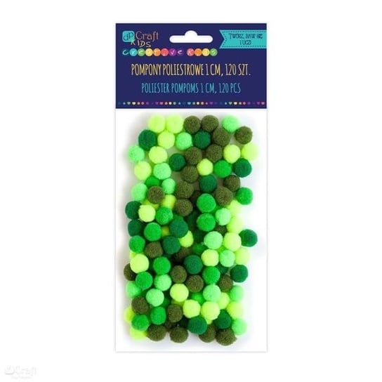 Ozdobne pompony akrylowe 1cm/120 szt-mix zielony dpCraft