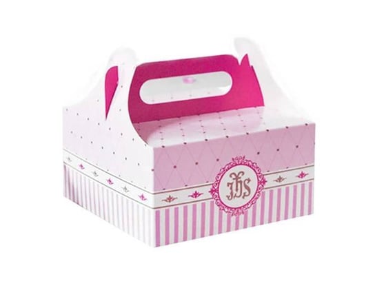 Ozdobne pudełka na ciasto komunijne - różowe - 10 szt. DECO MA