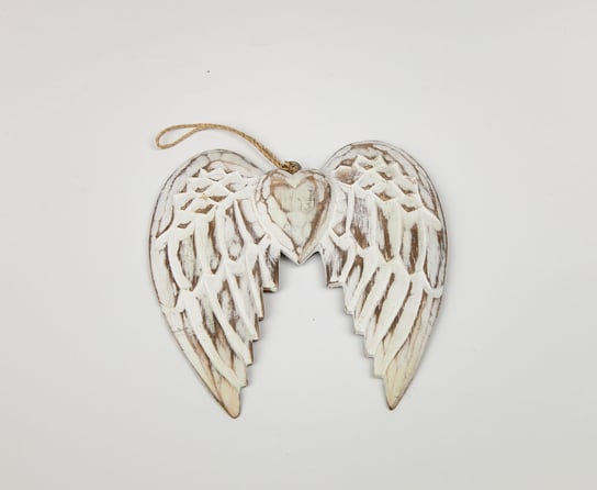 Ozdobne skrzydła i serce drewniane (15 cm) AWGifts