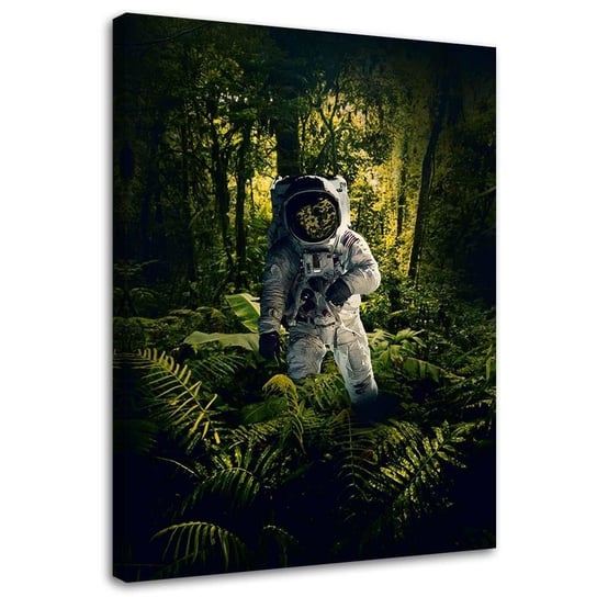 Ozdobny deco panel FEEBY, Astronauta wśród roślin abstrakcja, 70x100 cm Feeby