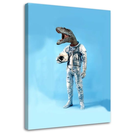 Ozdobny deco panel FEEBY, Astronauta z głową dinozaura, 50x70 cm Feeby