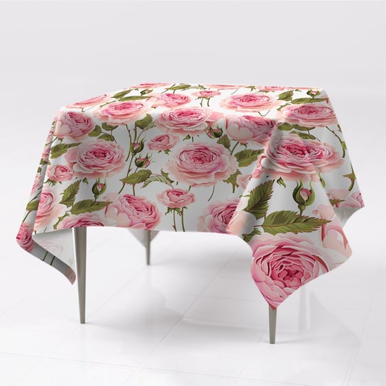 Ozdobny obrus na stół gładki Piękne róże 150x150, Fabricsy, 150x150 cm Fabricsy