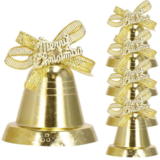 Ozdoby choinkowe 4 szt. dzwoneczki złote z kokardką Springos