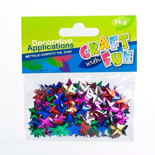 Ozdoby Confetti metaliczne, gwiazdki wypukłe Craft With Fun