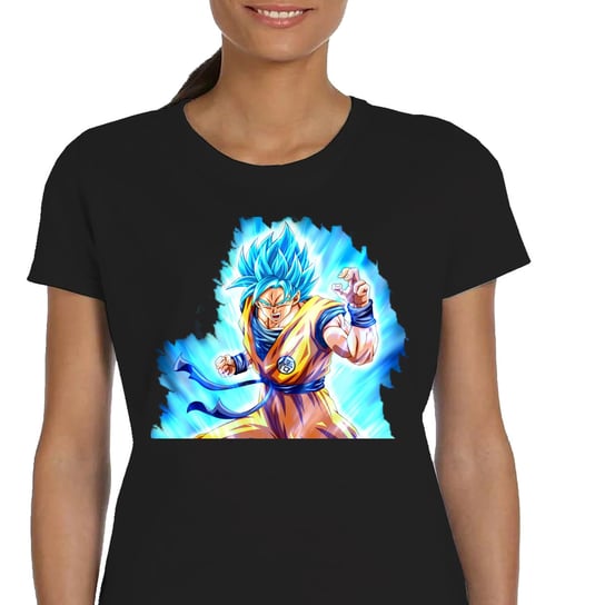 P007 DAMSKA KOSZULKA DRAGON BALL SUPER SON GOKU SUPER SAIYAN BLUE M CZARNA JHK