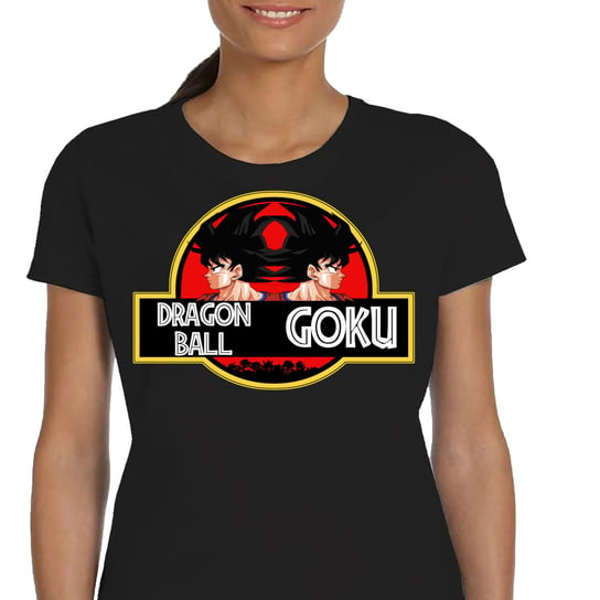 P008 DAMSKA KOSZULKA DRAGON BALL SON GOKU JURASSIC BAWEŁNA L CZARNA JHK