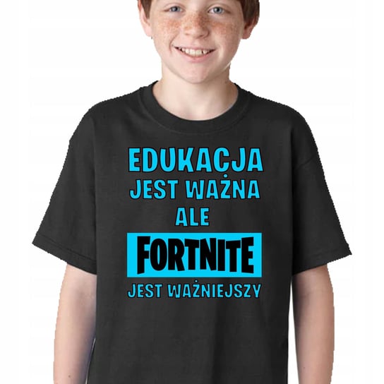 P023 DZIECIĘCA KOSZULKA DLA GRACZA KOSZULKA FORTNITE EDUKACJA CZARNA 104 JHK