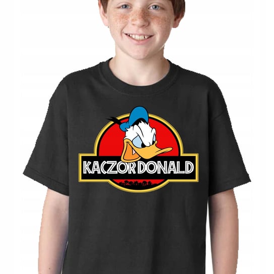 P041 DZIECIĘCA KOSZULKA KACZOR DONALD DUCK PREZENT JURASSIC CZARNA 140 JHK