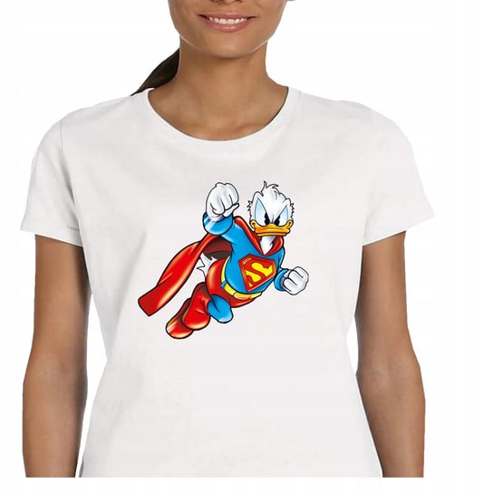 P043 DAMSKA KOSZULKA ŚMIESZNA KACZOR DONALD DUCK SUPERMAN PREZENT BAJKA M JHK