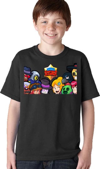 P140 KOSZULKA DZIECIĘCA T-SHIRT BRAWL STARS SPIKE LEON BAWEŁNA 116 CZARNA JHK