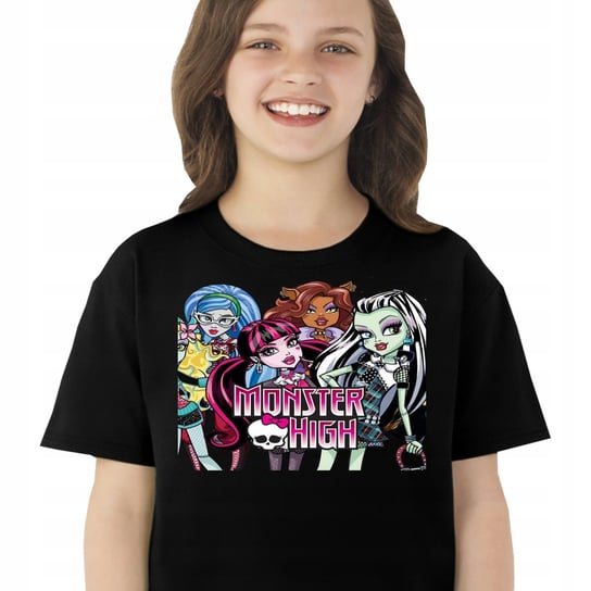 P151 KOSZULKA DLA DZIEWCZYNKI MONSTER HIGH PREZENT BAWEŁNA CZARNA 128 JHK