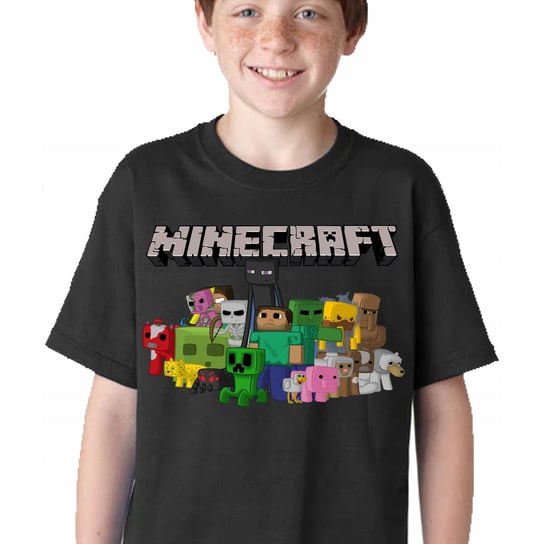 P204 KOSZULKA DZIECIĘCA GRA MINECRAFT DLA FANA PREZENT BAWEŁNA CZARNA 116 JHK