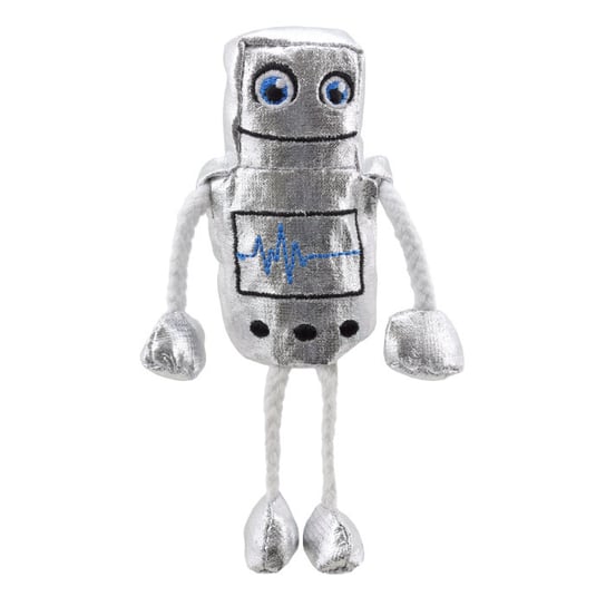 Pacynka na palec dla dzieci do zabawy srebrny robot The Puppet Company