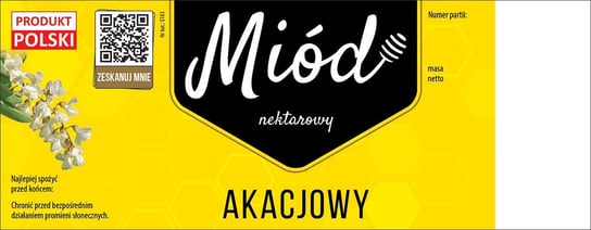 Paczka dużych etykiet na miód akacjowy (100szt) - wzór E183 BEE&HONEY