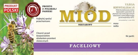 Paczka dużych etykiet na miód faceliowy (100szt) - wzór E164 BEE&HONEY