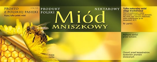 Paczka dużych etykiet na miód mniszkowy (100szt) - wzór E120 BEE&HONEY