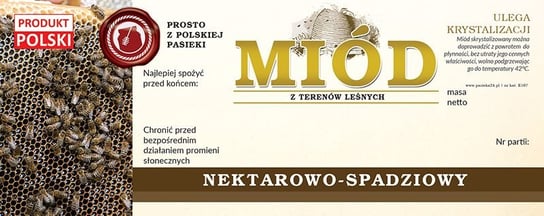 Paczka dużych etykiet na miód nektarowo-spadziowy (100szt) - wzór E167 BEE&HONEY