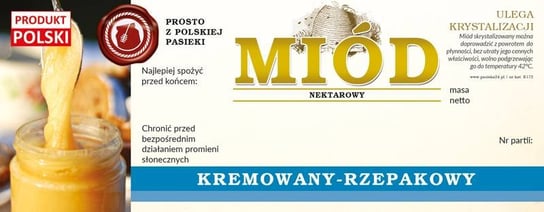 Paczka dużych etykiet na miód rzepakowy kremowany (100szt) - wzór E172 BEE&HONEY