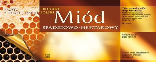 Paczka dużych etykiet na miód spadziowo-nektarowy (100szt) - wzór E121 BEE&HONEY