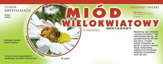 Paczka dużych etykiet na miód wielokwiatowy (100szt) - wzór E110 BEE&HONEY